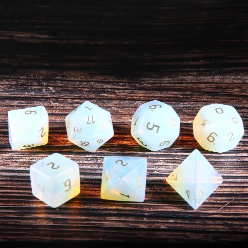 Synthesis Opal Opalite Dice Set Carved Number Z01 D&D TRGP Dice