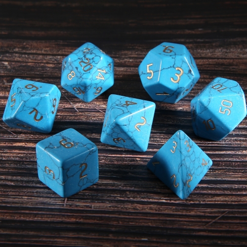 Synthesis Blue Turquoise Dice Set Carved Number Z01 D&D TRGP Dice