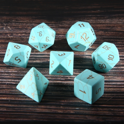 Synthesis Turquoise Dice Set Carved Number Z01 D&D TRGP Dice