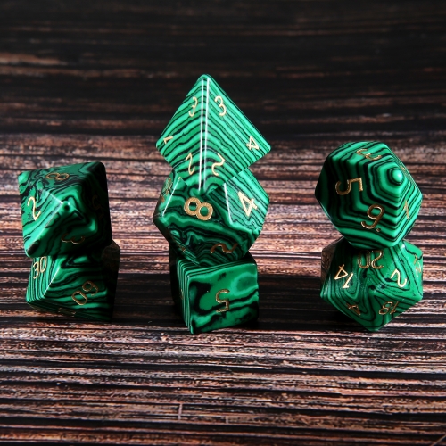 Synthesis Malachite Dice Set Carved Number Z01 D&D TRGP Dice