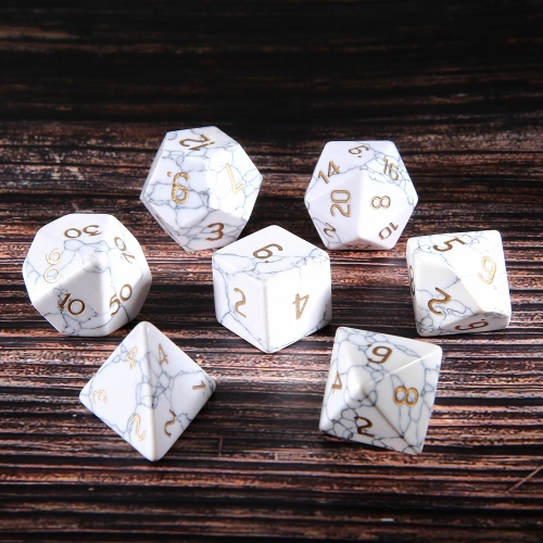 Synthesis White Turquoise Dice Set Carved Number Z01 D&D TRGP Dice