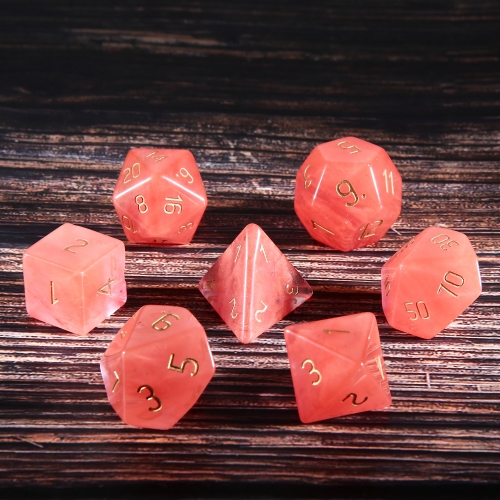 Synthesis Watermelon red Dice Set Carved Number Z01 D&D TRGP Dice