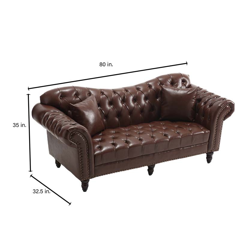 Chesterfield Leather Sofa Set Tufing Button Design