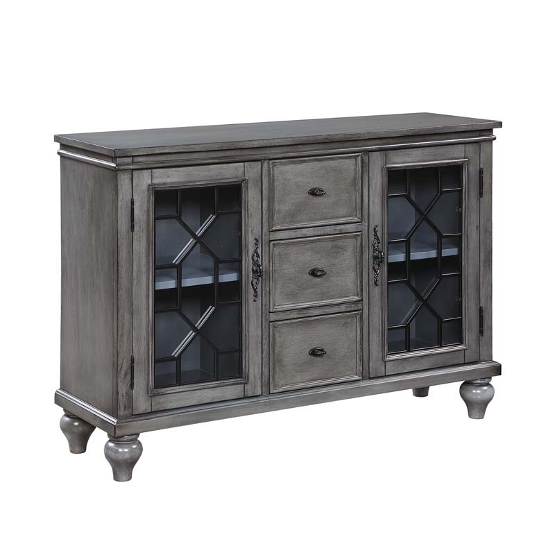Sideboard & Buffets Cabinet with Iron Framed Glass Doors, 3 Drawers and Adjustable Shelves Accent Display Storage Distressed Console Cabinet for Entryway Living Room Bedroom Kitchen