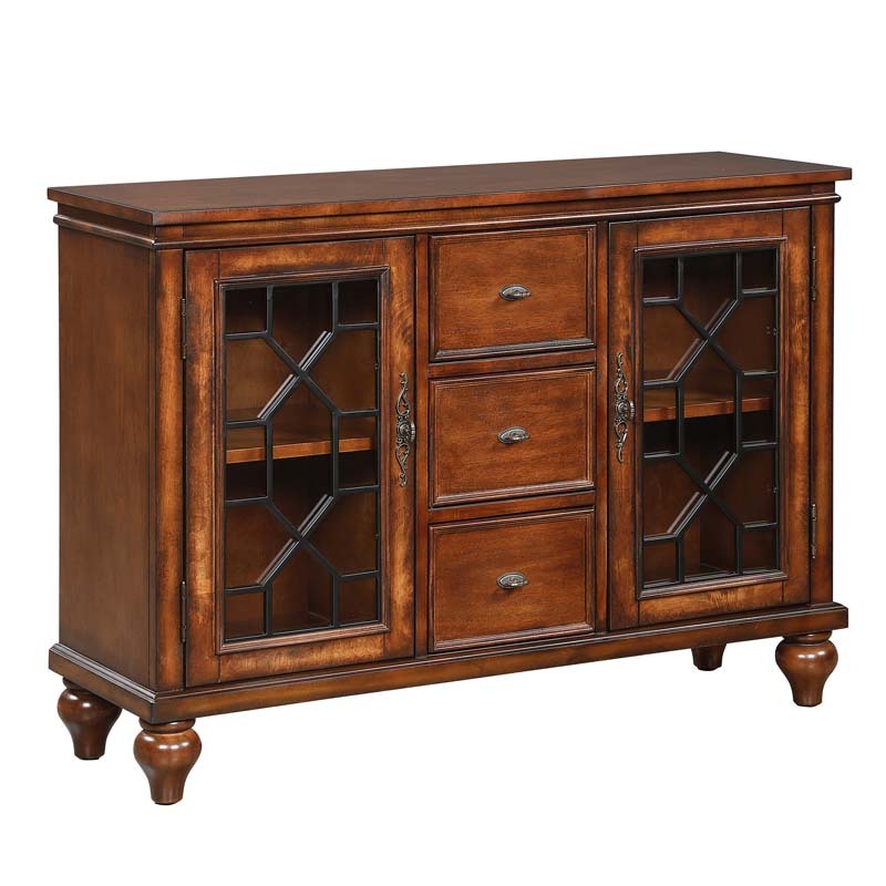 Sideboard & Buffets Cabinet with Iron Framed Glass Doors, 3 Drawers and Adjustable Shelves Accent Display Storage Distressed Console Cabinet for Entryway Living Room Bedroom Kitchen