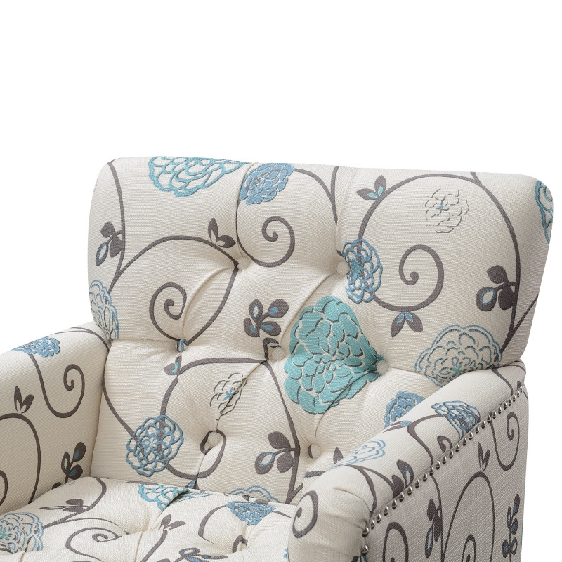 Linen Fabric Club Chair Floral