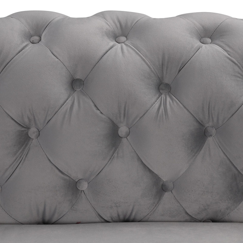 Contemporary Sofa  with Deep Button Tufting Dutch Velvet Black