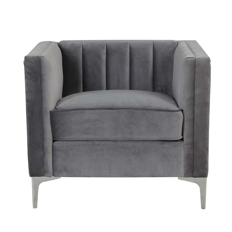 Modern Channel Tufted Velvet Chair for Living Room