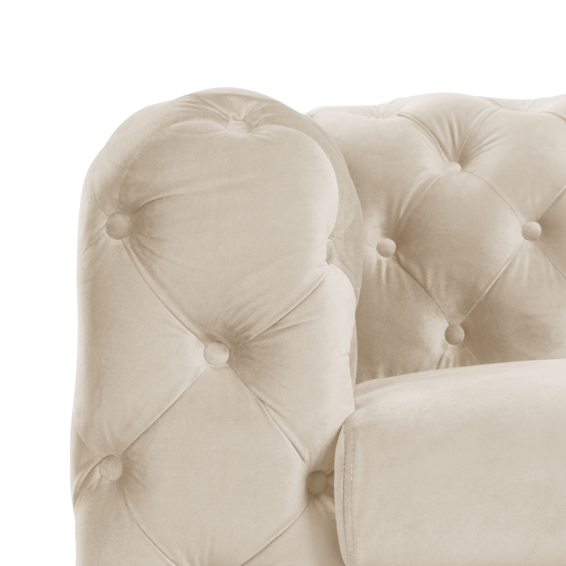 Contemporary Love Seat with Deep Button Tufting Dutch Velvet - Beige