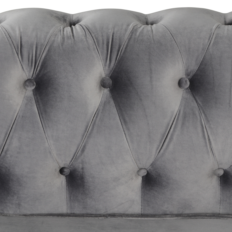 Contemporary Love Seat with Deep Button Tufting Dutch Velvet - Light Grey