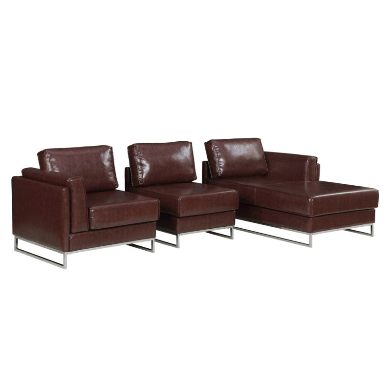 Chocolate Brown Sectional L Shaped Leather Sofa