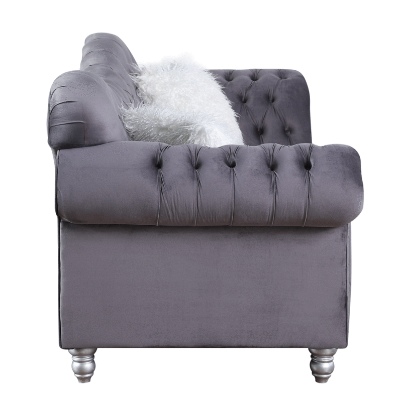 3 Pieces Luxury Classic America Chesterfield Tufted Camel Back - Grey