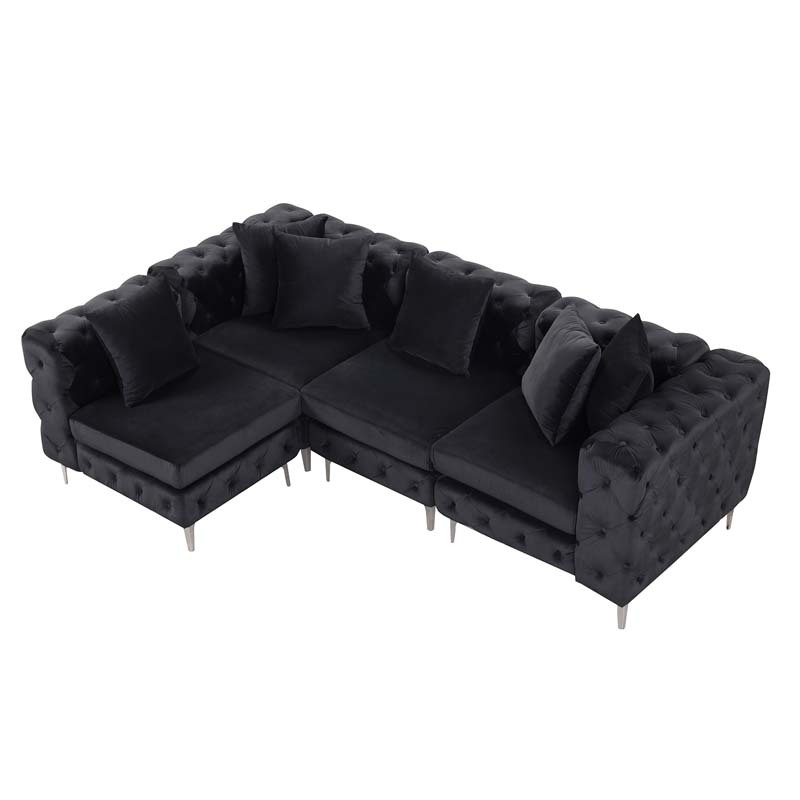 Modular Sectional Sofa L Shape Sofa with Reversible Chaise-Black
