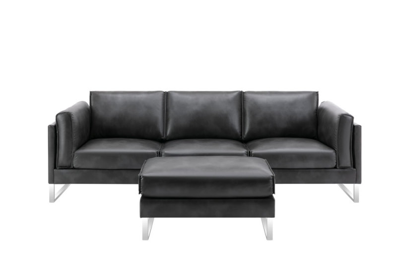 Leather Three Piece Sofa & Matching Footrest