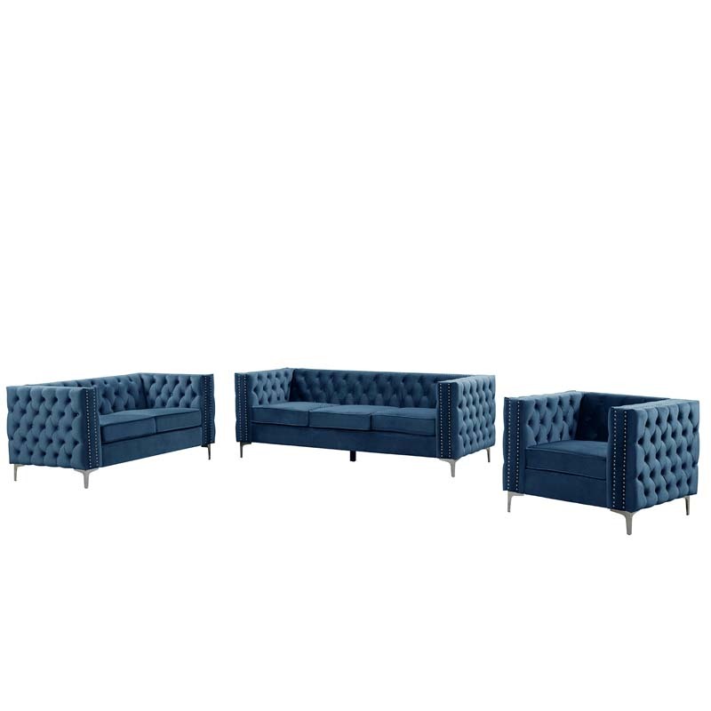 Couches for Living Room 3 Pieces Velvet