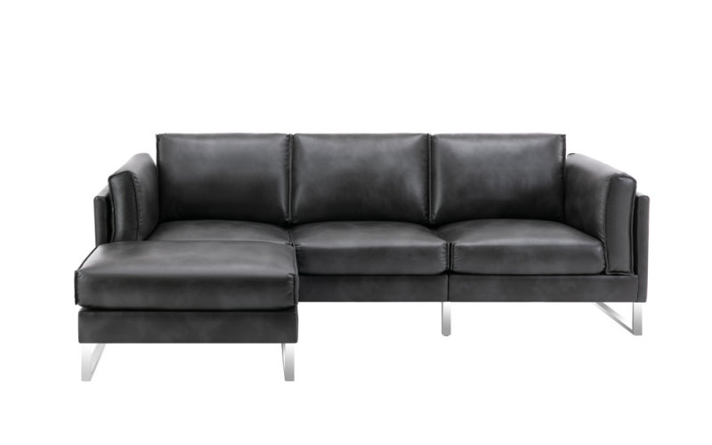 Leather Three Seat Sofa & Matching Footrest