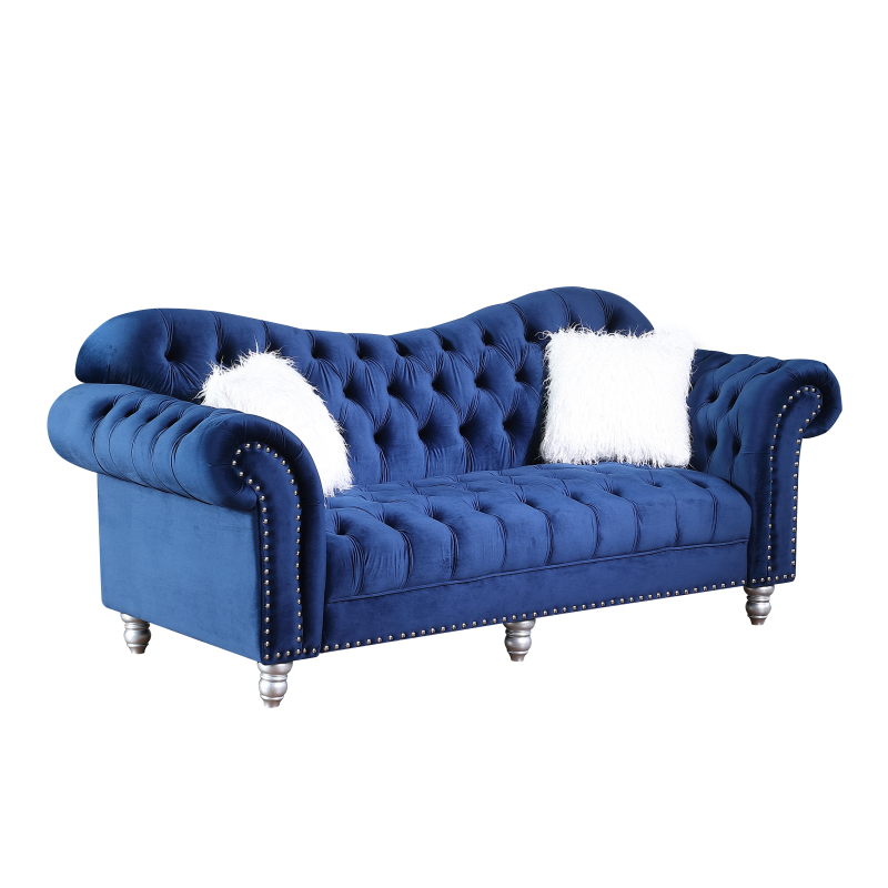 3 Pieces Luxury Classic America Chesterfield Tufted Camel Back - Blue