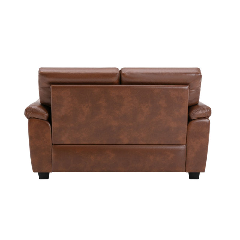 Garrin Series 61 in. Brown PU Leather 2-Seater Loveseat with Pillows