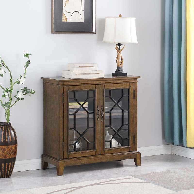 Sideboard & Buffets Cabinet with Iron Framed Glass Doors, Adjustable Shelves Accent Display Storage Distressed Console Cabinet for Entryway Living Room Bedroom Kitchen(Black)