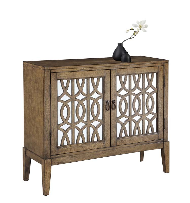 Accent Chest and Cabinet Sideboard with Framed Mirror Door and  Adjustable Shelves  Entryway Serving Wine Storage，34 Inch