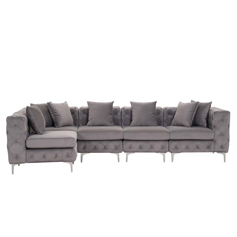 Modular Sectional Sofa L Shape Sofa with Reversible Chaise-Beige