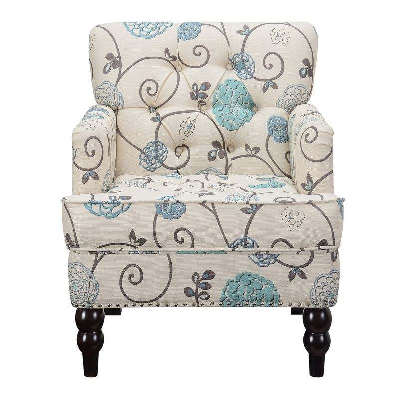 Linen Fabric Club Chair Floral