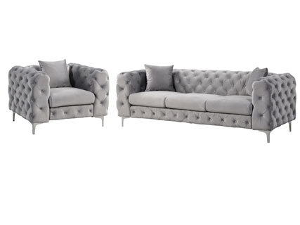 Contemporary Sofa  with Deep Button Tufting Dutch Velvet