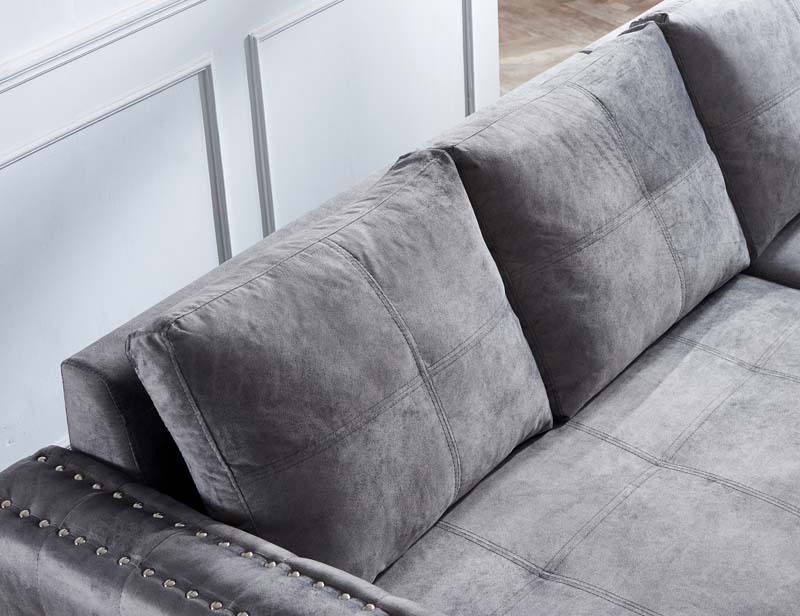 Velvet Sectional Sofa Bed with Storage and Pull Out Bed in Gray