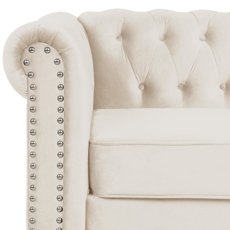 Couches Loveseat for Living Room Furniture Sets Velvet - Beige