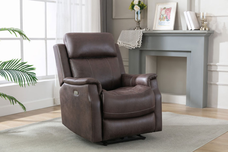 Brown Upgraded Coated Microfiber Power Reclining Chairs for Living Room Bedroom, USB Charge Port Included