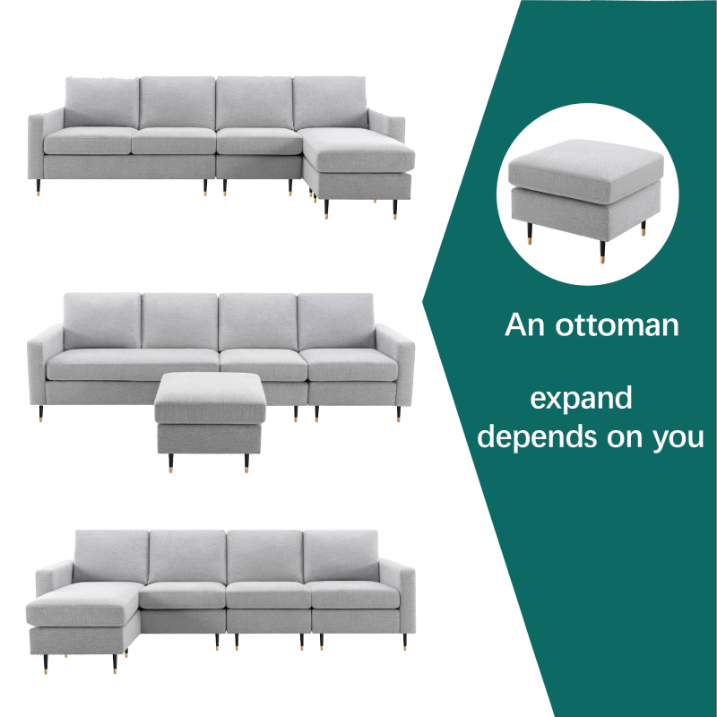Linen Modular Sofa Combine as you like - Light Gray