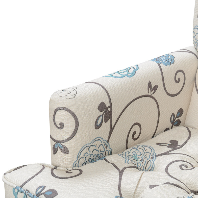 Linen Fabric Club Chair Floral