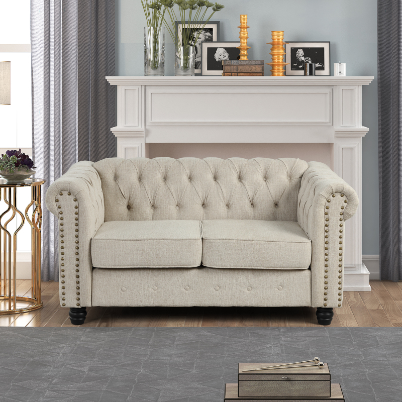 Chesterfield Furniture Sets - Fabric, Beige