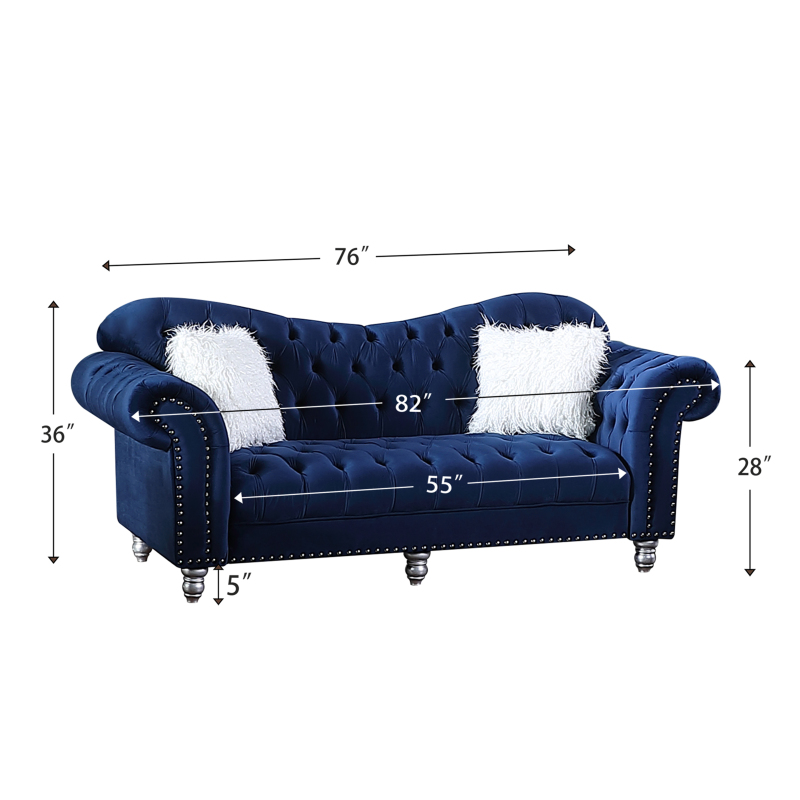 3 Pieces Luxury Classic America Chesterfield Tufted Camel Back - Blue