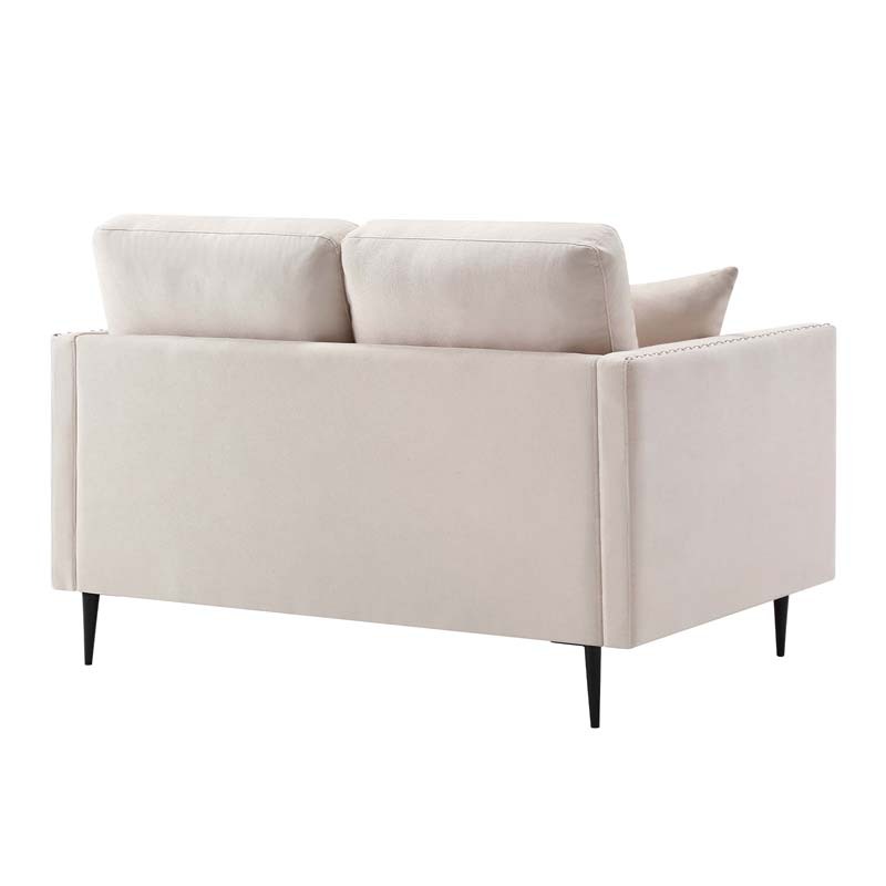 Morden Fort Sofa Couch, Comfy Sofa Set with Metal Legs and Retro Rivet Design for Small Space,