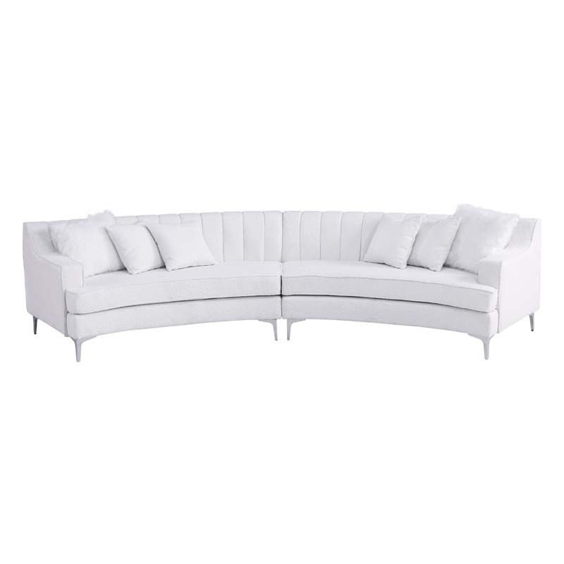 Luxury Modern Style Curved Sofa, Upholstery Boucle Sofa Couch with Ottoman and 6 Pillows