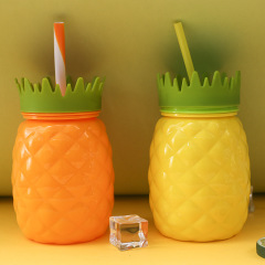 Children Pineapple Plastic Straw Cup