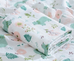 2 Layers 70% Bamboo 30% Cotton Baby Muslin Swaddle Blanket