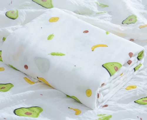 2 Layers 70% Bamboo 30% Cotton Baby Muslin Swaddle Blanket