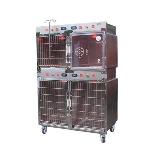 YSVET1220C 304 Stainless steel pet cage with infrared light Veterinary Intensive Care Unit ICU Cages