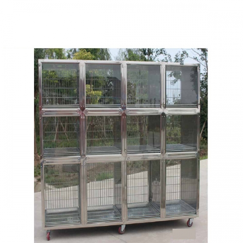 YSVET2440 Veterinary Combination Cage 304 Stainless Steel Animal Display Cage