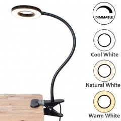 LED Clip on Reading Light for Beds,Flexible Bed USB Clip Light 10 Brightness Levels 3 Color Temperature Choices,Eye-Care Bedside Clamp Desk Lamp Book Light for Reading in Bed(Non-Rechargeable)