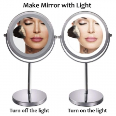 Bonlux HD Mirror with Light 10X Magnifying Double-Sided Lighted Makeup Mirror, 6.7 Inch Daylight 6000K LED Vanity Mirror, Wireless Portable Illuminated Bathroom Bedroom Cosmetic Mirror