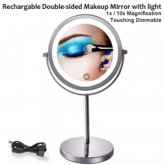 Bonlux HD Mirror with Light 10X Magnifying Double-Sided Lighted Makeup Mirror, 6.7 Inch Daylight 6000K LED Vanity Mirror, Wireless Portable Illuminated Bathroom Bedroom Cosmetic Mirror