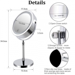 Bonlux HD Mirror with Light 10X Magnifying Double-Sided Lighted Makeup Mirror, 6.7 Inch Daylight 6000K LED Vanity Mirror, Wireless Portable Illuminated Bathroom Bedroom Cosmetic Mirror