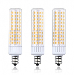 Dimmable 8.5W E12 LED Light Bulb, T3/T4 Candelabra Base E12 Ceiling Light 100W Halogen Replacement Candle Corn Bulb, 3-Pack