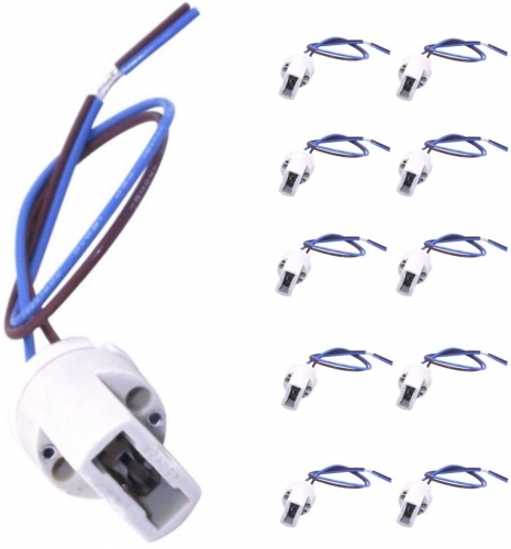 Bonlux 10-pack G9 Light Bulb Socket Ceramic Lamp Base Holder with Cable Lead