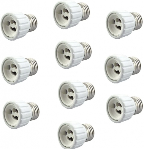 Bonlux E26 E27 to GU10 Adapter - Converts Your Pin Base Fixture (E26 E27) to Standard Screw-in Bulb Socket (10, E26/E27 - GU10)(10 Pack)