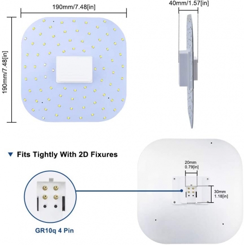 Bonlux 18W 2D 4Pin GR10Q LED Light Bulb Cool White 6000K Square Lamp Replace 21W 28W Gr10q Cap Standard DD Butterfly CFL for Bathroom Living Room Restaurant Non-Dimmable(1-Pack)