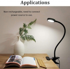 Bonlux LED Desk Lamp with Clamp 5 Watt Dimmable Reading Light Eye-Care USB Table Lamp, 3 Light Colors Switchable LED Bedside Lamp for Kids Baby Children Night Lighting, Twistable Tube Clip Laptop Lamp (Switch Dimmable, Black)(1 pack)
